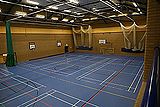 Sports hall, climbing wall, indoor cricket nets from viewing gallery