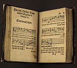 second edition hymnal by Martin Luther, showing "A Mighty Fortress Is Our God"