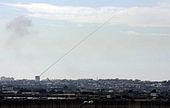 A rocket fired from a civilian area in Gaza towards civilian areas in Southern Israel.jpg