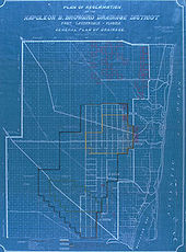 A blueprint of Fort Lauderdale, Florida and the surrounding Everglades to the west divided into lots for potential sale, featuring the canal systems