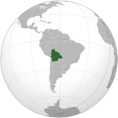 Globe with Bolivia.