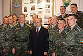 Prime Minister Vladimir Putin with cadets of General Margelov Airborne Troops Academy in Ryazan