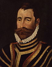 Painting of a man with dark hair and large moustache