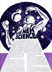  A scanned newspaper page with a title "The New Science" and a futuristic drawing of a man