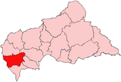 Location of Mambéré-Kadéï Prefecture in the Central African Republic