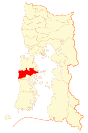 Map of the Dalcahue commune in the Los Lagos Region