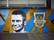 Dariusz Ulanowski and logo of Arka Gdynia at graffiti at ulica Józefa Bema in Gdynia.jpg