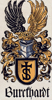 Burckhardt family crest designed by Carl Roschet for the Basler Wappenkalender 1917 (Basel Crests Calendar)