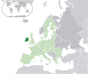 Map showing Ireland in Europe