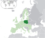 Map showing Poland in Europe