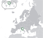 Map showing San Marino in Europe