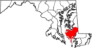 Map of Maryland highlighting Dorchester County.svg