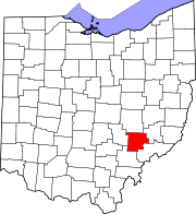 Map of Ohio highlighting Morgan County