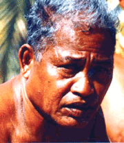 Photograph of Mau Piailug from the 1999 film, Wayfinders: A Pacific Odyssey.