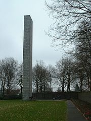 The memorial tower at the former Neuengamme concentration camp.