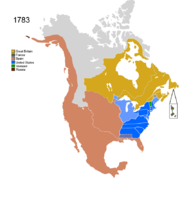 Map showing Non-Native Nations Claim_over NAFTA countries circa 1783