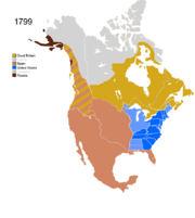Map showing Non-Native Nations Claim_over NAFTA countries circa 1799