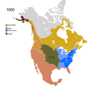 Map showing Non-Native Nations Claim_over NAFTA countries circa 1800