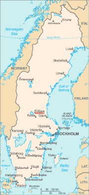 Map of Siljan in Sweden