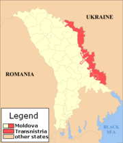Map showing Transnistria in Moldova