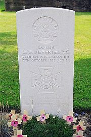 Photograph of a military grave stone.