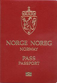 The front cover of a contemporary Norwegian ePassport