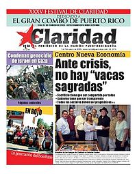 Claridad (newspaper) January 7 2009 cover.jpg