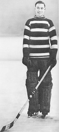 Man wearing ice hockey goaltender equipment