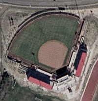 An aerial view of Cougar Softball Stadium