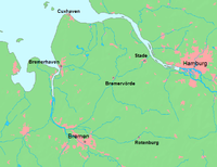 Location of the Elbe-Weser Triangle within Germany