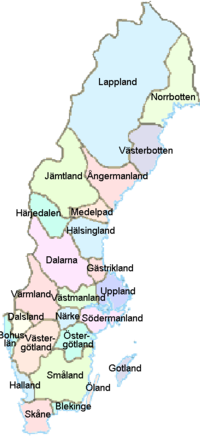 The provinces of Sweden