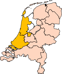 North and South Holland shown together within the Netherlands