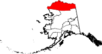 Map of Alaska highlighting North Slope Borough