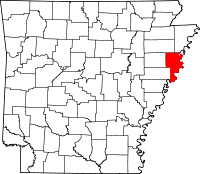 Map of Arkansas highlighting Crittenden County