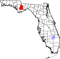 Map of Florida highlighting Liberty County
