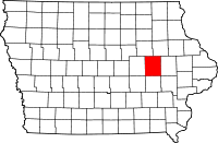 Map of Iowa highlighting Benton County