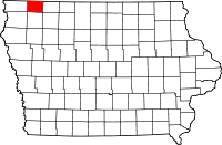 Map of Iowa highlighting Osceola County