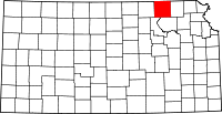Map of Kansas highlighting Marshall County