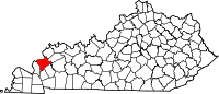Map of Kentucky highlighting Crittenden County