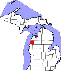 Map of Michigan highlighting Manistee County