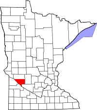 Map of Minnesota highlighting Chippewa County