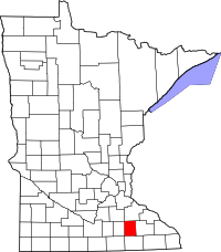 Map of Minnesota highlighting Dodge County