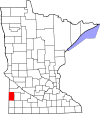 Map of Minnesota highlighting Lincoln County