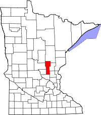 Map of Minnesota highlighting Mille Lacs County
