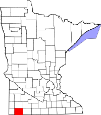 Map of Minnesota highlighting Nobles County