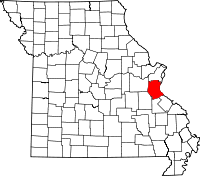 Map of Missouri highlighting Jefferson County