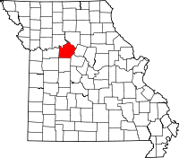 Map of Missouri highlighting Saline County