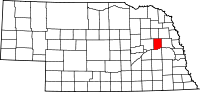 Map of Nebraska highlighting Colfax County