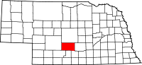 Map of Nebraska highlighting Dawson County