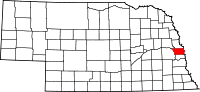 Map of Nebraska highlighting Douglas County